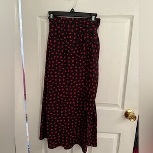 Princess Polly Black Skirt with Red Floral Accents